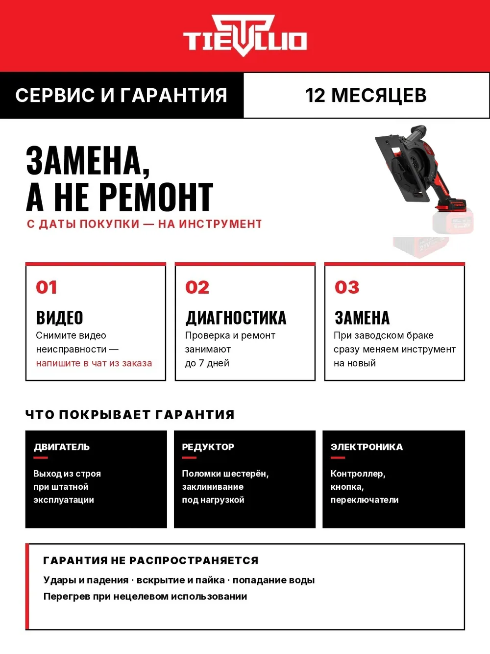 гарантия tiellio 150D тушка