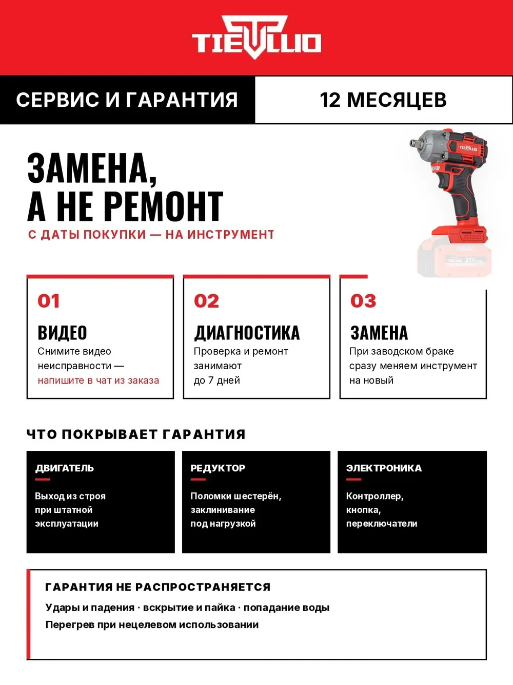 гарантия tiellio 380T тушка