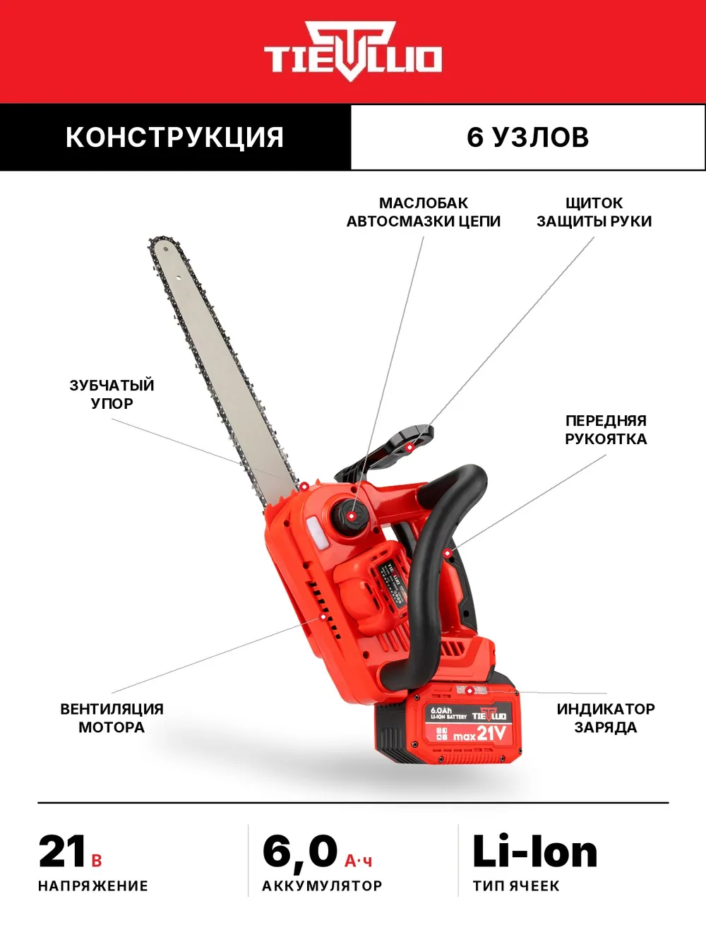 конструкция цепная пила tiellio G12 1