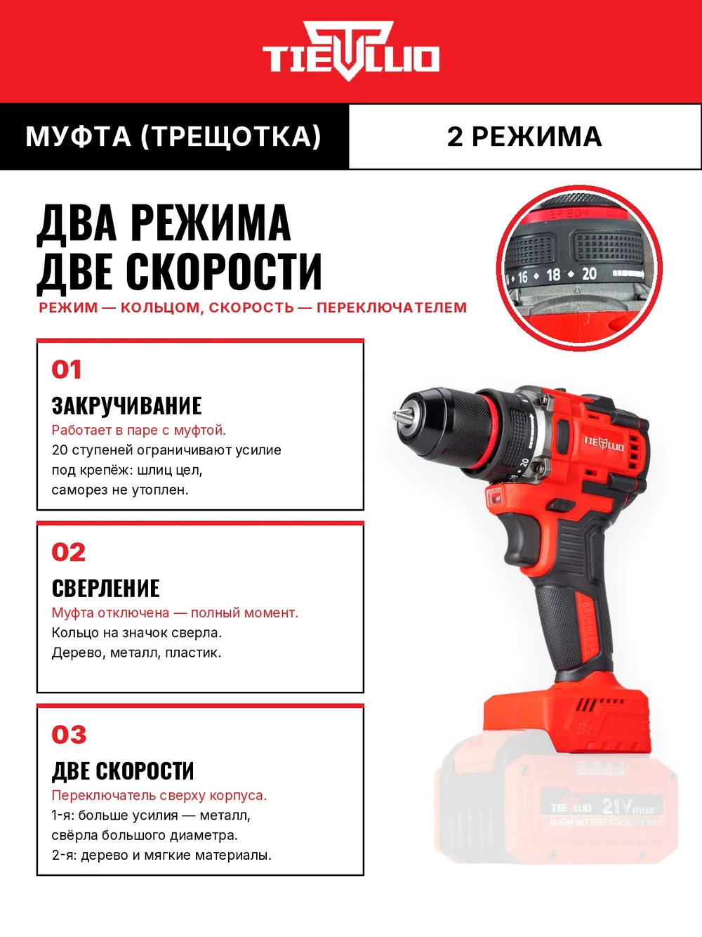 муфта режимы tiellio X21TD тушка